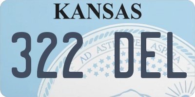 KS license plate 322DEL