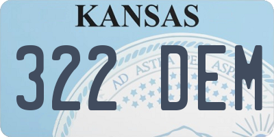 KS license plate 322DEM