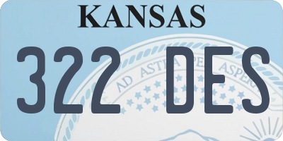 KS license plate 322DES
