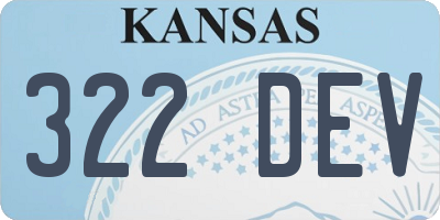 KS license plate 322DEV