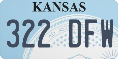 KS license plate 322DFW