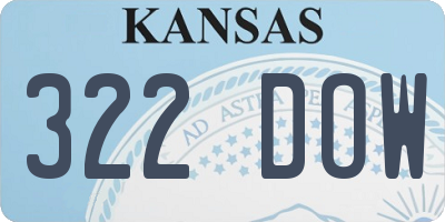 KS license plate 322DOW