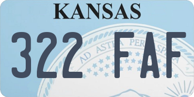 KS license plate 322FAF