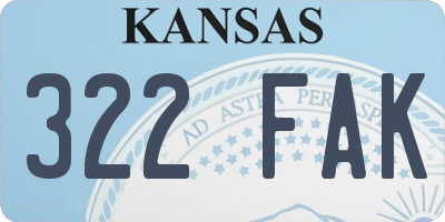 KS license plate 322FAK