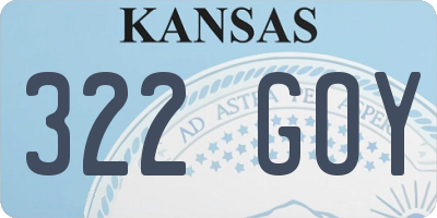 KS license plate 322GOY
