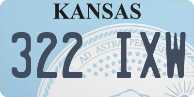 KS license plate 322IXW