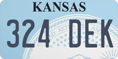 KS license plate 324DEK