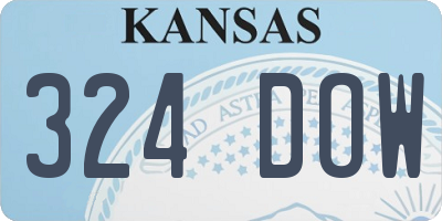 KS license plate 324DOW