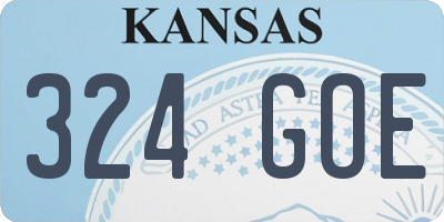 KS license plate 324GOE