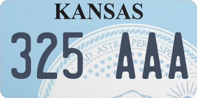 KS license plate 325AAA