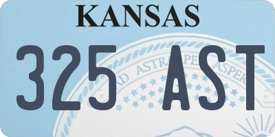 KS license plate 325AST