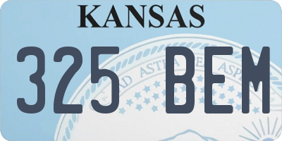 KS license plate 325BEM