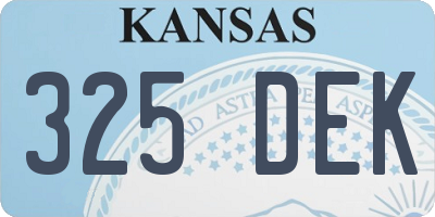KS license plate 325DEK
