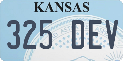 KS license plate 325DEV