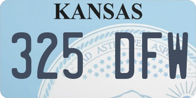 KS license plate 325DFW