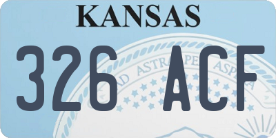 KS license plate 326ACF