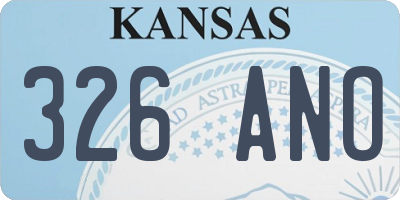 KS license plate 326ANO