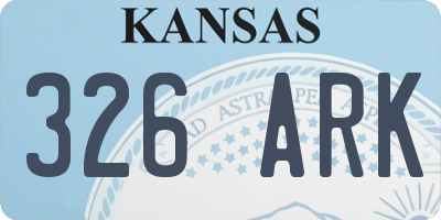 KS license plate 326ARK