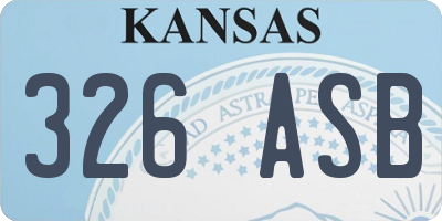 KS license plate 326ASB
