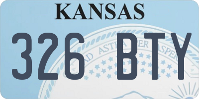 KS license plate 326BTY