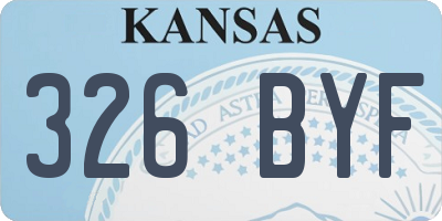 KS license plate 326BYF