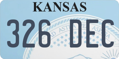 KS license plate 326DEC