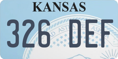 KS license plate 326DEF