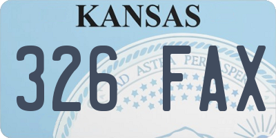 KS license plate 326FAX