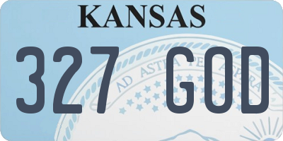 KS license plate 327GOD