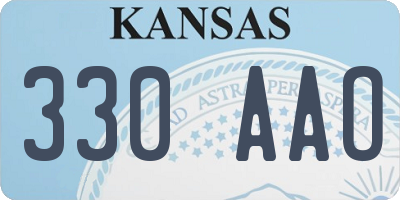 KS license plate 330AAO
