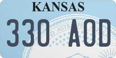 KS license plate 330AOD