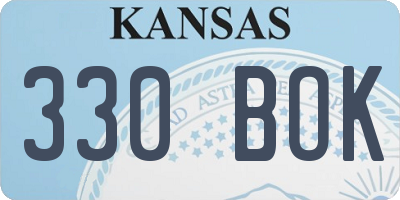 KS license plate 330BOK