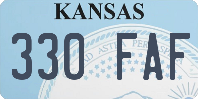 KS license plate 330FAF