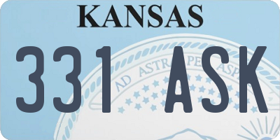 KS license plate 331ASK
