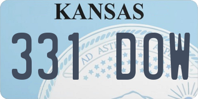 KS license plate 331DOW