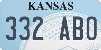 KS license plate 332ABO