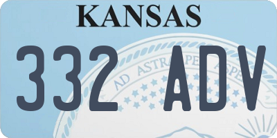 KS license plate 332ADV