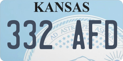 KS license plate 332AFD