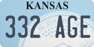 KS license plate 332AGE
