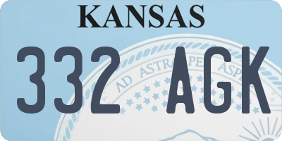 KS license plate 332AGK