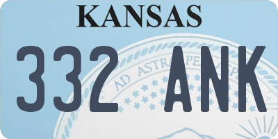 KS license plate 332ANK