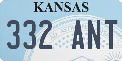 KS license plate 332ANT