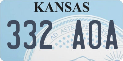 KS license plate 332AOA