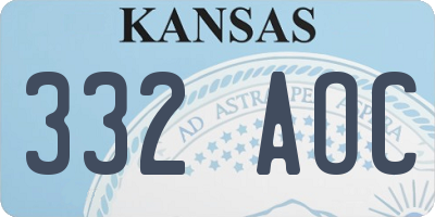 KS license plate 332AOC