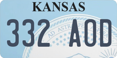 KS license plate 332AOD