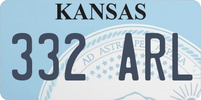 KS license plate 332ARL