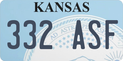 KS license plate 332ASF