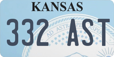 KS license plate 332AST