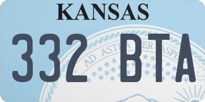 KS license plate 332BTA