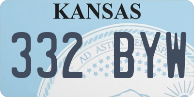 KS license plate 332BYW